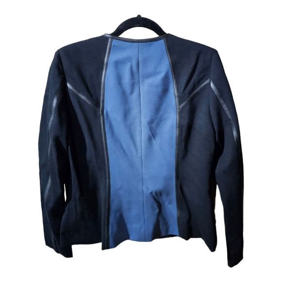 SOLD!! CARLISLE Black & Teal Leather Accent Jacket - Size 10 - Picture 2 of 6